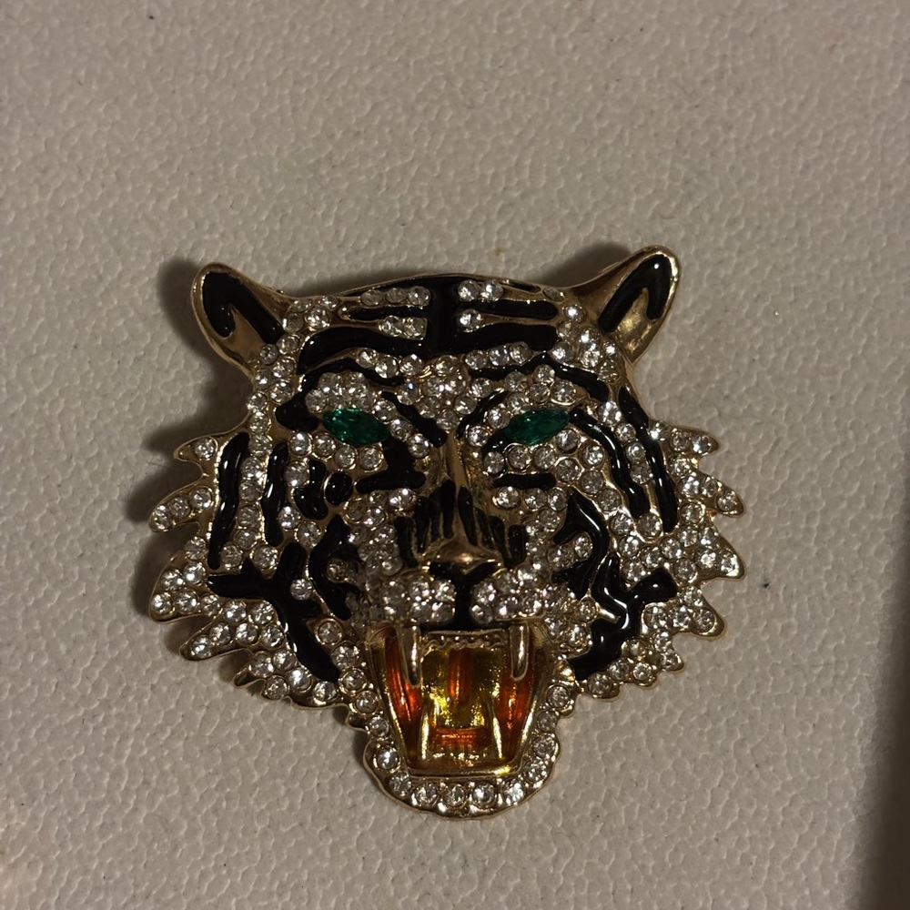 Gold and Black Tiger Brooch
